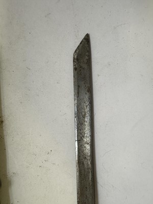 Lot 522 - A BHUTANESE DAGGER, AN INDIAN KARD, A CHINESE CUTLERY SET, A MALAYSIAN SWORD