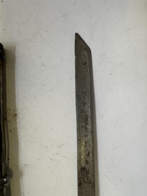 Lot 522 - A BHUTANESE DAGGER, AN INDIAN KARD, A CHINESE CUTLERY SET, A MALAYSIAN SWORD
