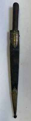 Lot 522 - A BHUTANESE DAGGER, AN INDIAN KARD, A CHINESE CUTLERY SET, A MALAYSIAN SWORD