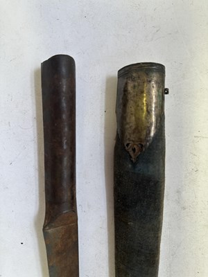 Lot 522 - A BHUTANESE DAGGER, AN INDIAN KARD, A CHINESE CUTLERY SET, A MALAYSIAN SWORD