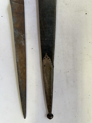 Lot 522 - A BHUTANESE DAGGER, AN INDIAN KARD, A CHINESE CUTLERY SET, A MALAYSIAN SWORD