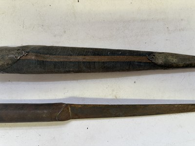 Lot 522 - A BHUTANESE DAGGER, AN INDIAN KARD, A CHINESE CUTLERY SET, A MALAYSIAN SWORD