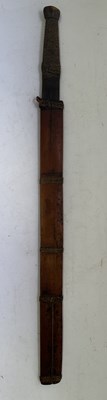 Lot 522 - A BHUTANESE DAGGER, AN INDIAN KARD, A CHINESE CUTLERY SET, A MALAYSIAN SWORD