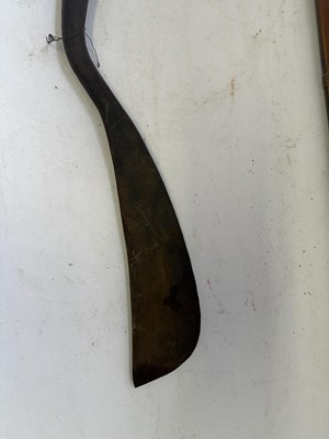 Lot 522 - A BHUTANESE DAGGER, AN INDIAN KARD, A CHINESE CUTLERY SET, A MALAYSIAN SWORD