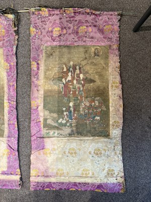 Lot 142 - A PAIR OF SINO-TIBETAN THANG-KAS DEPICTING THE EIGHTEEN ARHATS, 18TH CENTURY