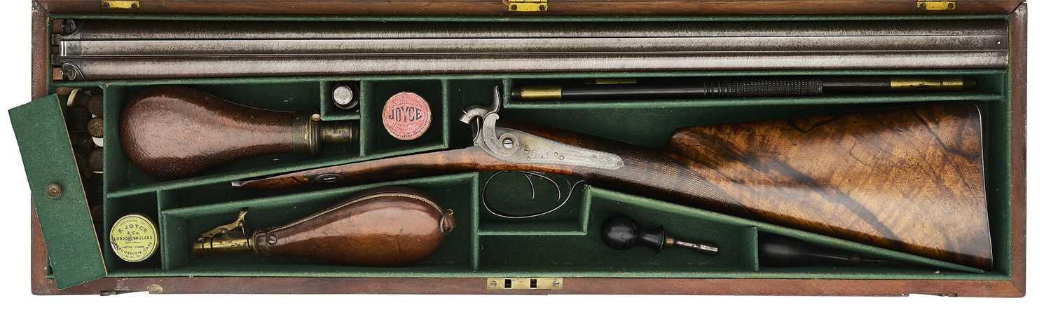 Lot 294 - A CASED 15 BORE PERCUSSION D.B. SPORTING GUN BY JOSEPH SPIRES, 17 GREAT RUSSELL STREET