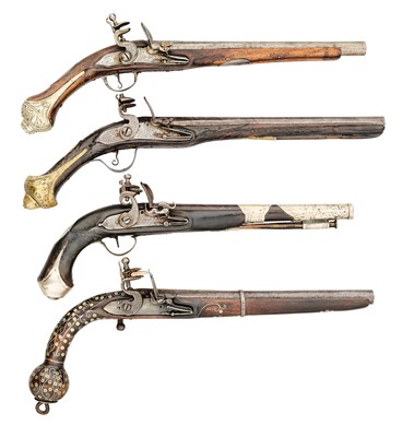 Lot 580 - FOUR VARIOUS OTTOMAN FLINTLOCK PISTOLS, MOSTLY 19TH CENTURY