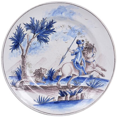 Lot 298 - A FAIENCE PLATE