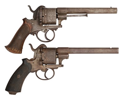 Lot 770 - TWO LIEGE 54 BORE PIN-FIRE SIX-SHOT REVOLVERS, CIRCA 1860
