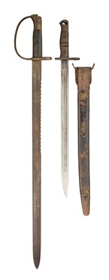 Lot 726 - AN 1879 PATTERN BAYONET FOR A MARTINI HENRY ARTILLERY CARBINE, AND A REMINGTON
