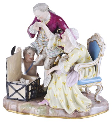 Lot 302 - A MEISSEN GROUP OF THE OLD WOMAN IN LOVE