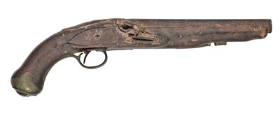 Lot 741 - AN 18 BORE FLINTLOCK MILITARY PISTOL, EARLY 19TH CENTURY