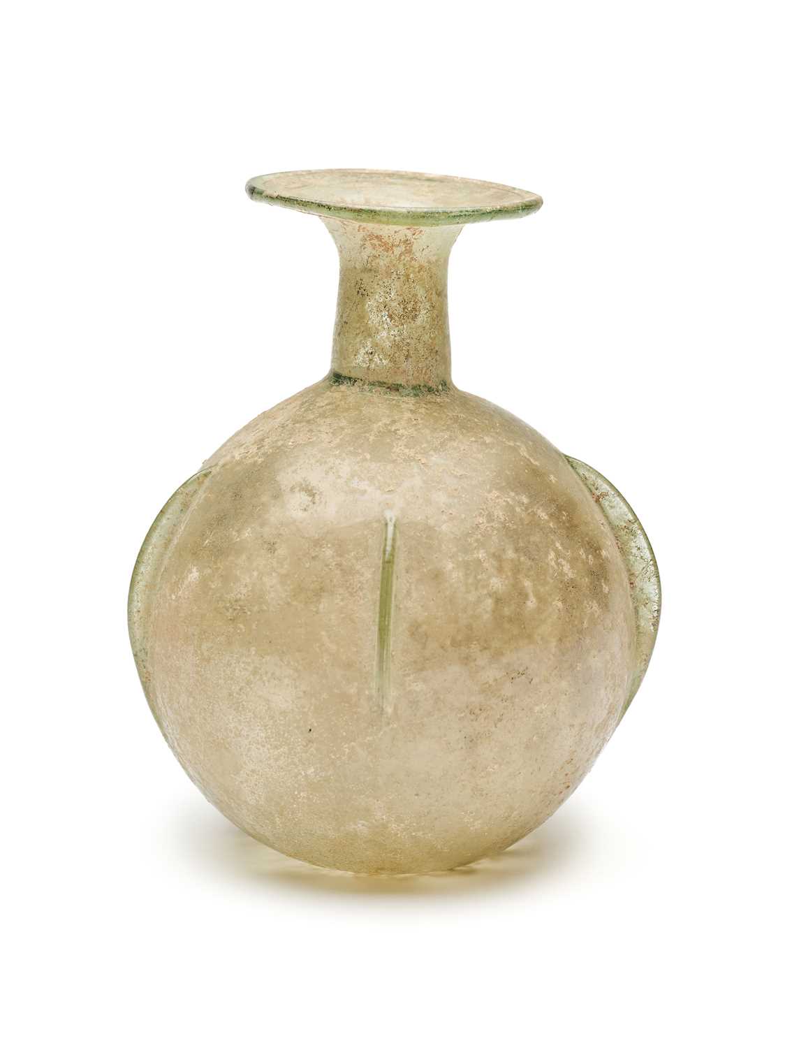 Lot 66 - A ROMAN PALE GREEN GLASS SPRINKLER FLASK, CIRCA 3RD-4TH CENTURY A.D.