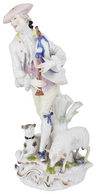 Lot 309 - A MEISSEN LARGE FIGURE OF A SHEPHERD