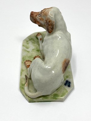 Lot 11 - A LUDWIGSBURG PORCELAIN FIGURE OF A HOUND, CIRCA 1755-65