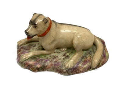 Lot 12 - A FÜRSTENBERG FIGURE OF A HOUND, DATED 1781