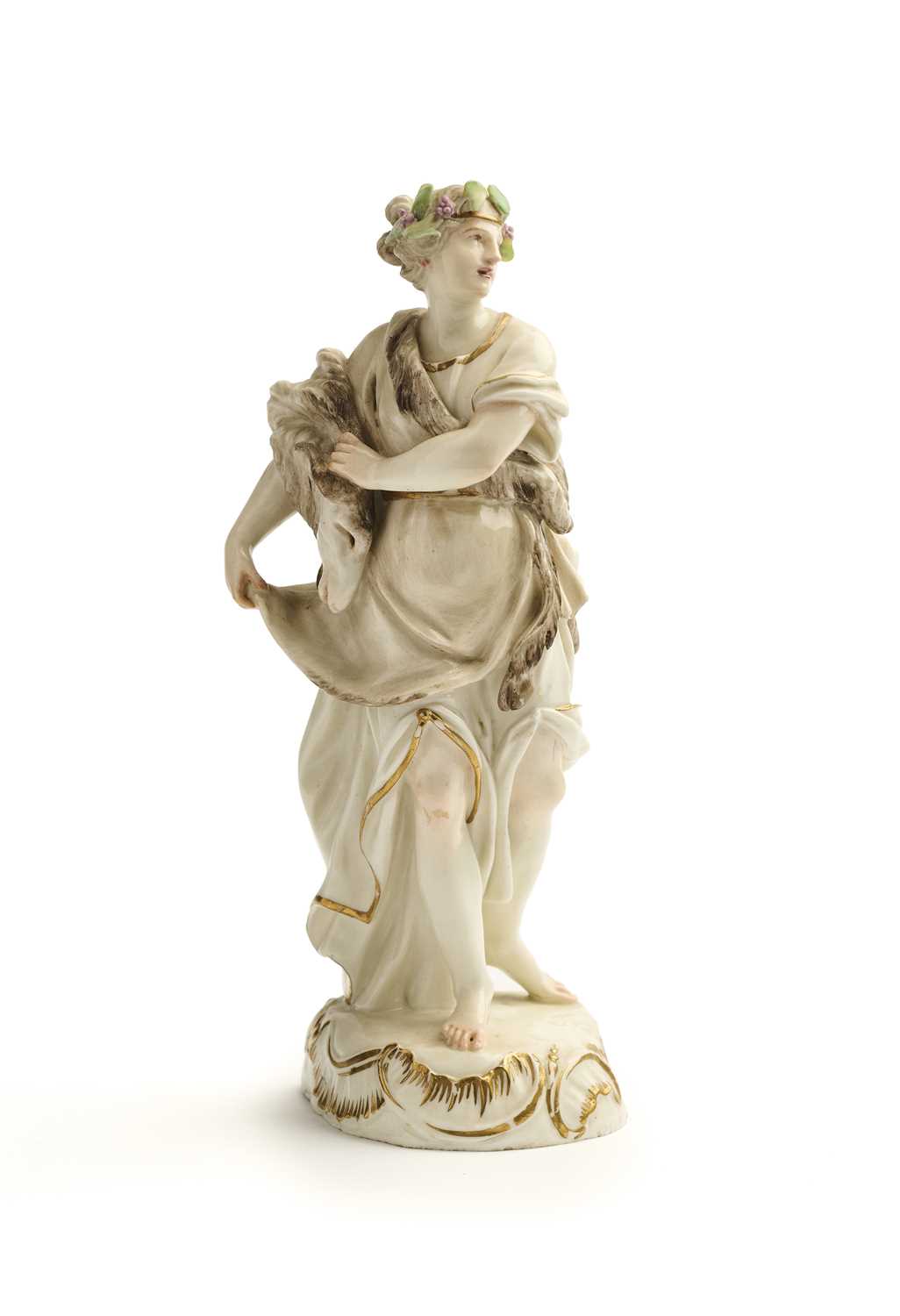 Lot 9 - A BUEN RETIRO PORCELAIN FIGURE OF A MAENAD, CIRCA 1760-65