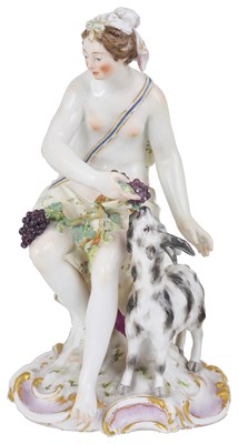 Lot 312 - A BERLIN FIGURE OF A BACCHANTE FEEDING A GOAT