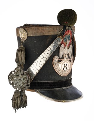 Lot 634 - A FRENCH OFFICER’S SHAKO, MID-19TH CENTURY