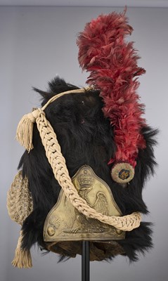 Lot 635 - A FRENCH GRENADIER’S BLACK BEARSKIN CAP, MID-19TH CENTURY