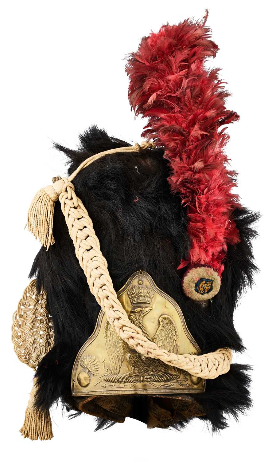 Lot 635 - A FRENCH GRENADIER’S BLACK BEARSKIN CAP, MID-19TH CENTURY