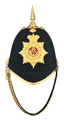 Lot 648 - A VICTORIAN OFFICER’S CLOTH HELMET OF THE ROYAL JERSEY LIGHT INFANTRY