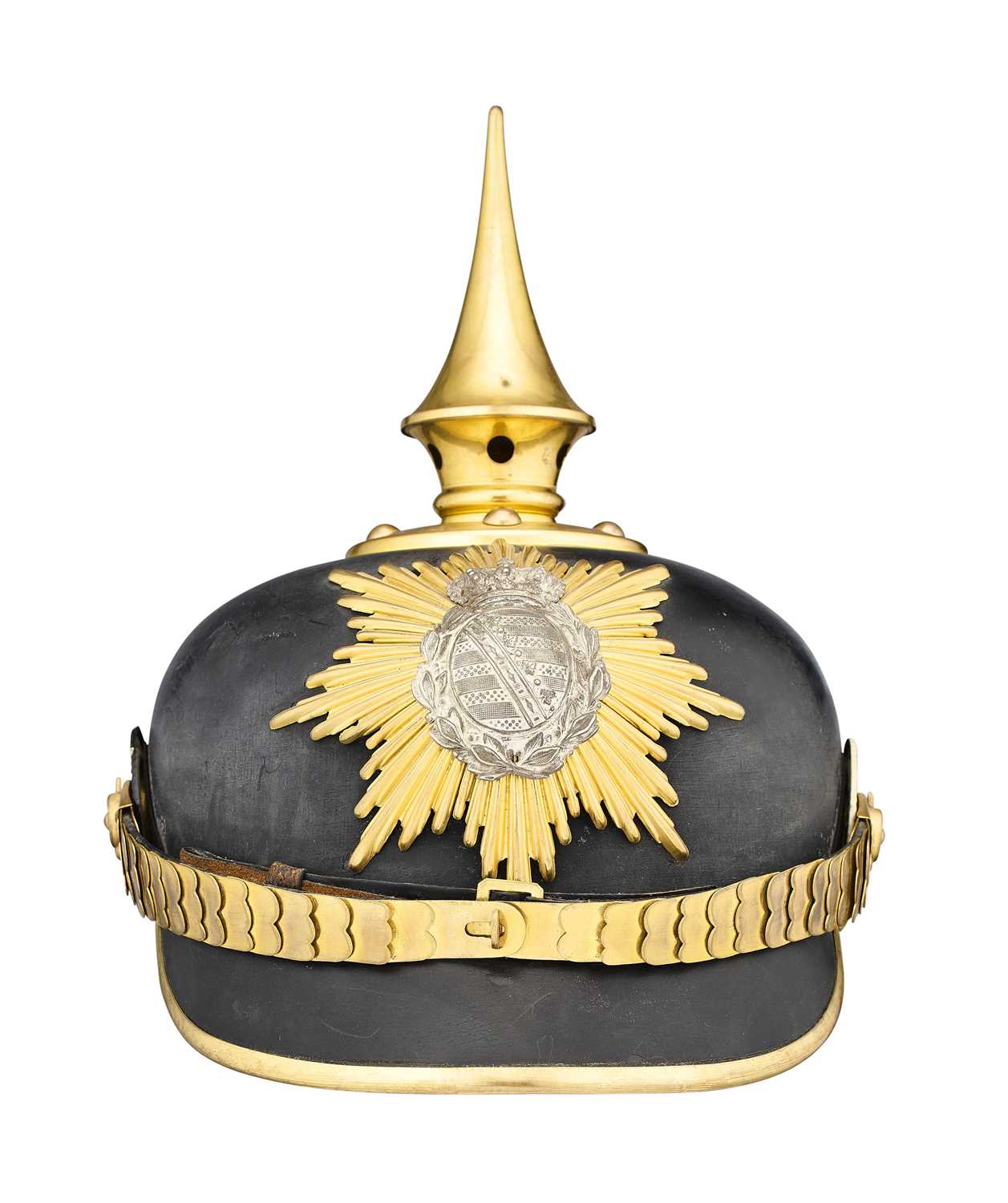 Lot 229 - A SAXON OFFICER’S PICKELHAUBE, CIRCA 1900-1914