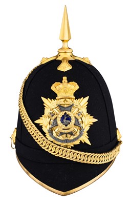Lot 646 - AN OFFICER’S BLUE CLOTH HELMET OF THE SHERWOOD FORESTERS, HOBSON & SONS