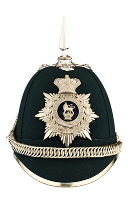 Lot 649 - A VICTORIAN OFFICER’S BLUE CLOTH HELMET OF THE ROYAL SOUTH GLOUCESTER MILITIA, HOBSON & SONS