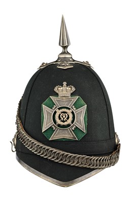 Lot 650 - A VICTORIAN HELMET OF THE HARROW RIFLES, HOBSON & SONS