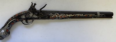 Lot 23 - A RARE ALGERIAN 18-BORE FLINTLOCK HOLSTER PISTOL, LATE 18TH/EARLY 19TH CENTURY