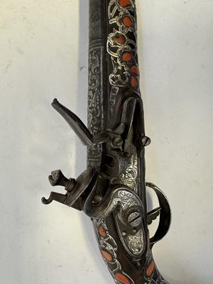 Lot 23 - A RARE ALGERIAN 18-BORE FLINTLOCK HOLSTER PISTOL, LATE 18TH/EARLY 19TH CENTURY