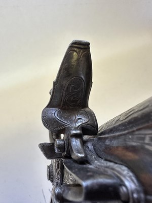 Lot 23 - A RARE ALGERIAN 18-BORE FLINTLOCK HOLSTER PISTOL, LATE 18TH/EARLY 19TH CENTURY