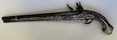 Lot 23 - A RARE ALGERIAN 18-BORE FLINTLOCK HOLSTER PISTOL, LATE 18TH/EARLY 19TH CENTURY