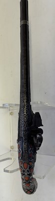 Lot 23 - A RARE ALGERIAN 18-BORE FLINTLOCK HOLSTER PISTOL, LATE 18TH/EARLY 19TH CENTURY