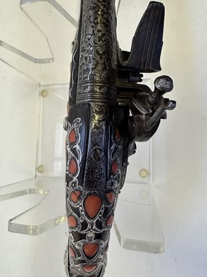 Lot 23 - A RARE ALGERIAN 18-BORE FLINTLOCK HOLSTER PISTOL, LATE 18TH/EARLY 19TH CENTURY