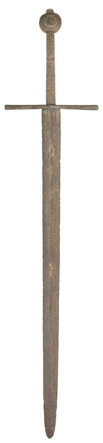 Lot 129 - A MEDIEVAL HAND-AND-A-HALF SWORD, EARLY 14TH CENTURY