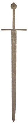 Lot 129 - A MEDIEVAL HAND-AND-A-HALF SWORD, EARLY 14TH CENTURY