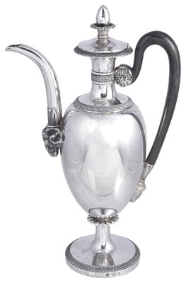 Lot 336 - AN ITALIAN SILVER COFFEE POT