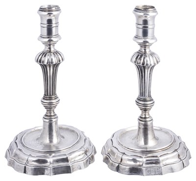 Lot 338 - A PAIR OF ITALIAN SILVER CANDLESTICKS