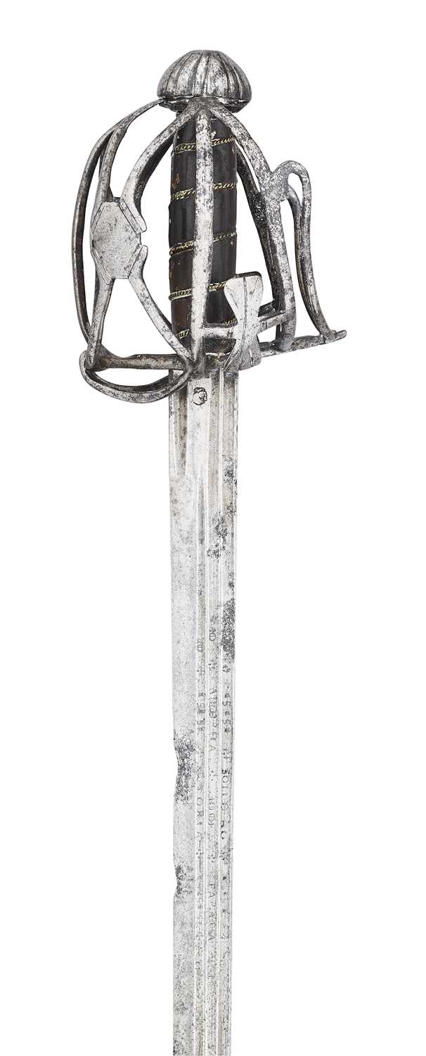Lot 49 - AN ENGLISH BASKET-HILTED BACKSWORD, CIRCA 1650-90