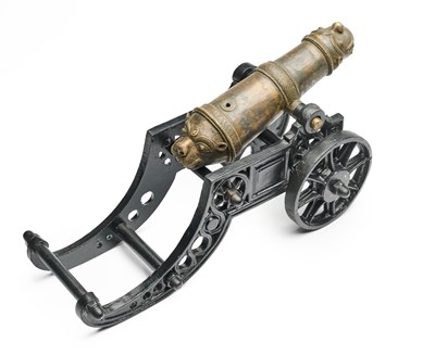 Lot 553 - A SMALL INDIAN BRONZE CANNON, 19TH CENTURY OR LATER