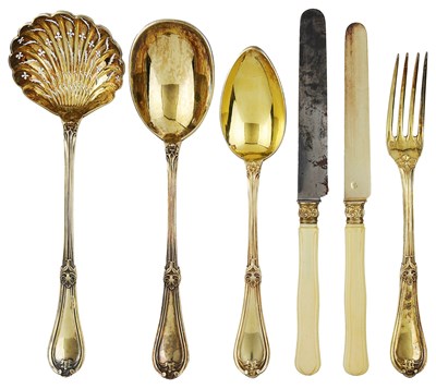 Lot 345 - ~A FRENCH SILVER-GILT DESSERT SERVICE