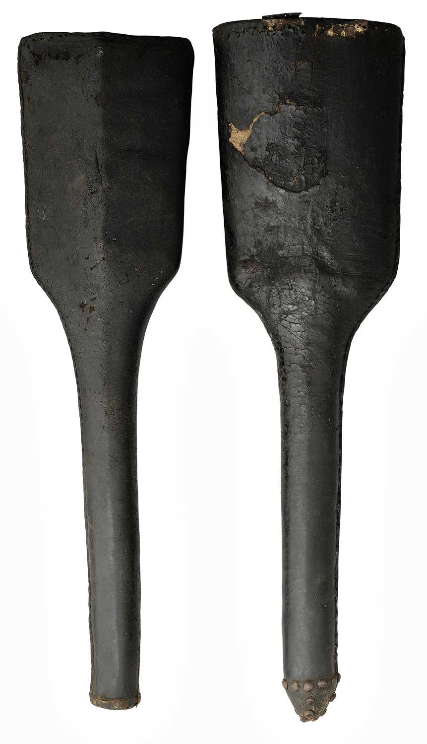 Lot 88 - TWO WHEEL-LOCK PISTOL HOLSTERS OF MILITARY TYPE, MID-17TH CENTURY