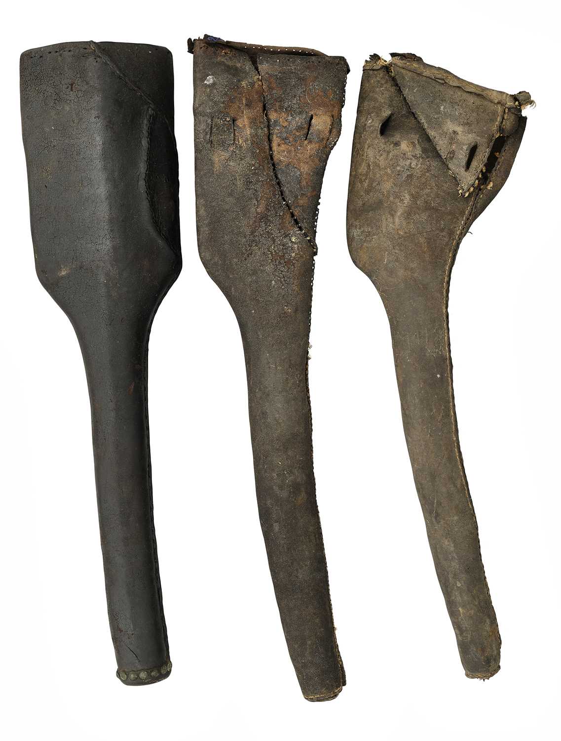 Lot 89 - TWO ITALIAN WHEEL-LOCK PISTOL HOLSTERS AND ANOTHER, MID-17TH CENTURY