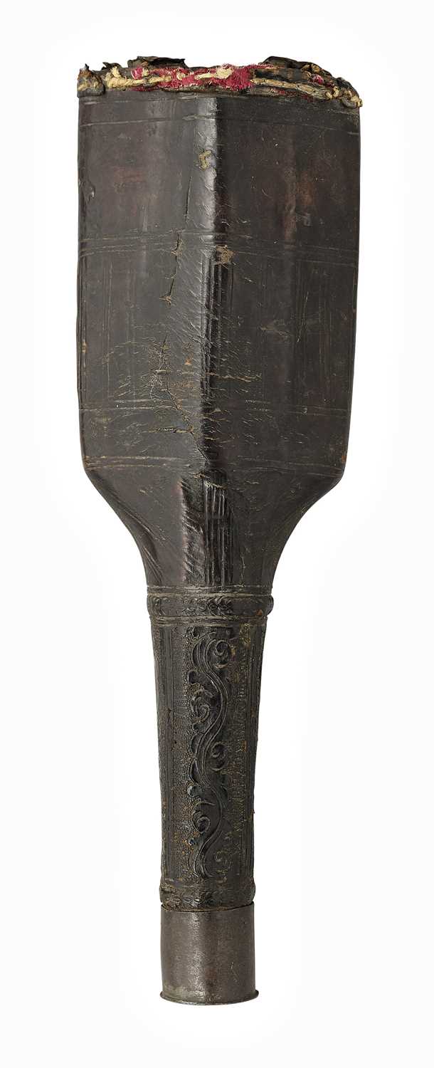 Lot 90 - A WHEEL-LOCK PISTOL HOLSTER, MID-17TH CENTURY