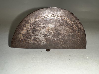 Lot 82 - AN ITALIAN POWDER-FLASK FORMED ENTIRELY OF STEEL, LAST QUARTER OF THE 16TH CENTURY