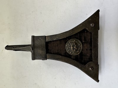Lot 85 - A GERMAN TRIANGULAR CHARGE-FLASK, 17TH CENTURY