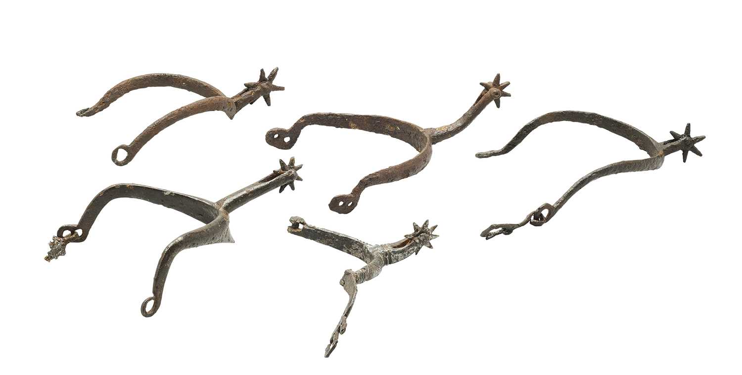 Lot 80 - FIVE IRON SPURS, 15TH/17TH CENTURIES