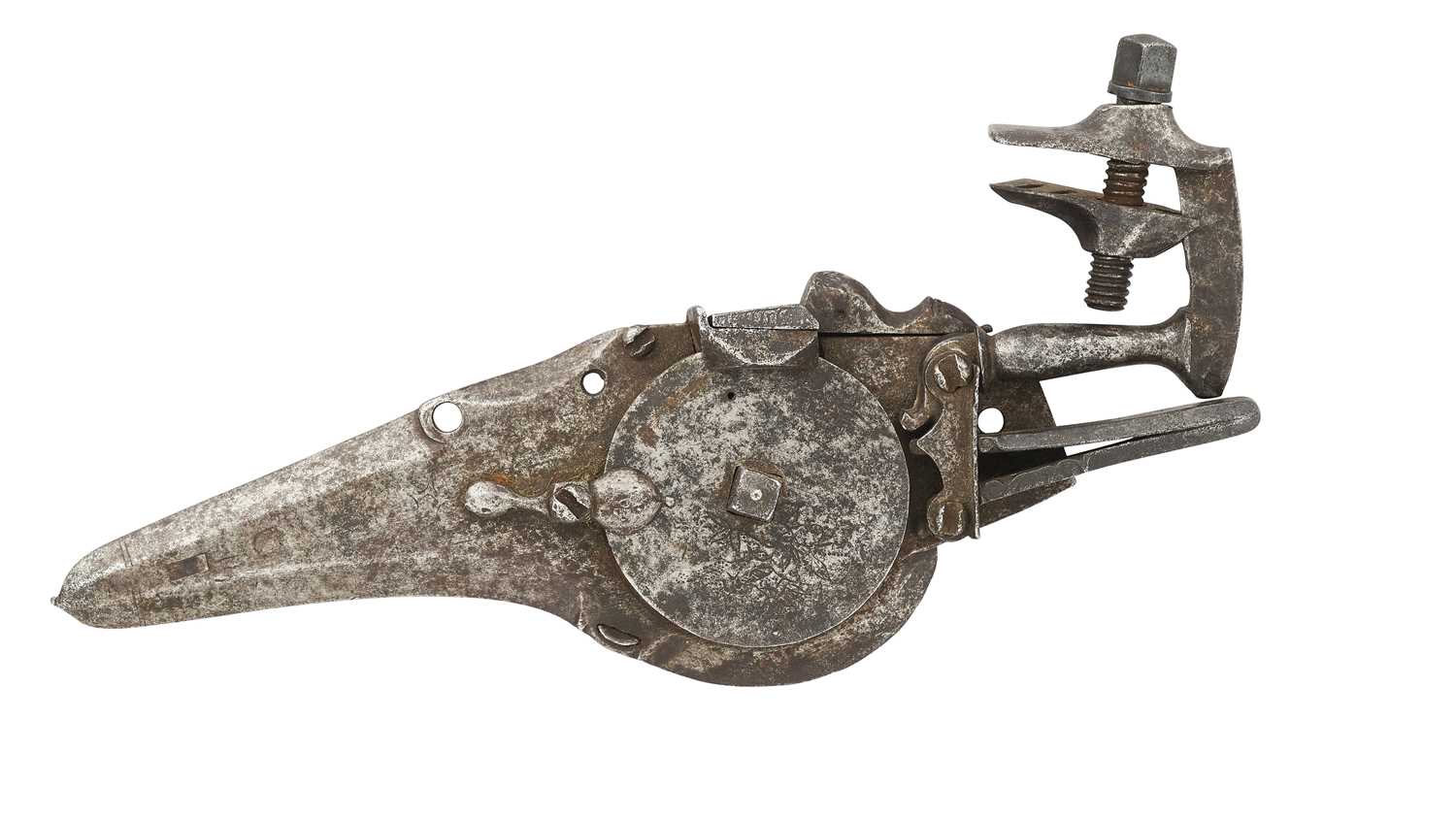 Lot 94 - A DETACHED GERMAN WHEEL-LOCK MECHANISM, CIRCA 1640-50